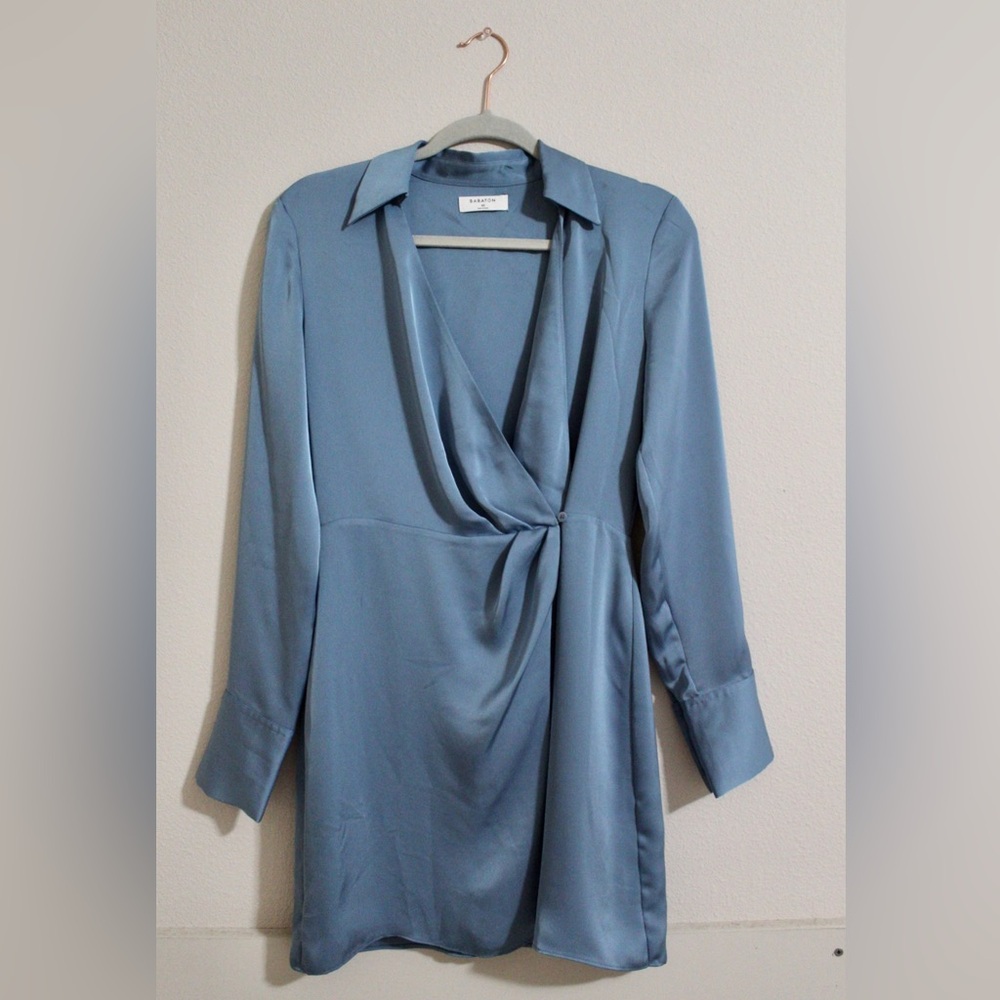 Aritizia Babaton Satin Mini Dress in Blueprint